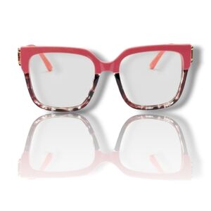 New🌹 Max Studio Pink Coral Tortoise Oversized Reading Glasses +1.50 Unisex